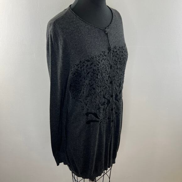 ALDO MARTINS Black Cotton Cashmere Jacquard Long Sleeve Button-Down Cardigan 12 - Picture 4 of 12